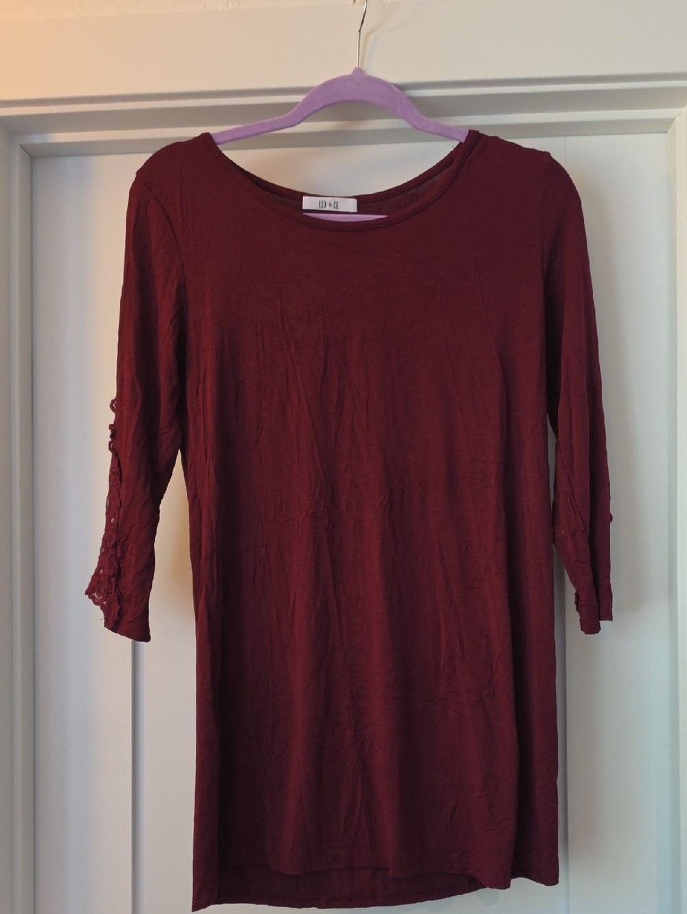 LUX & CO. Burgundy Crewneck Top